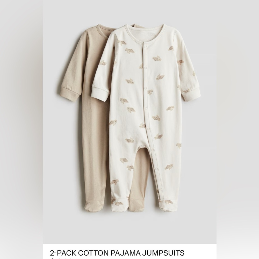 H&M Kids Pajama Jumpsuit Set - Beige and Cream